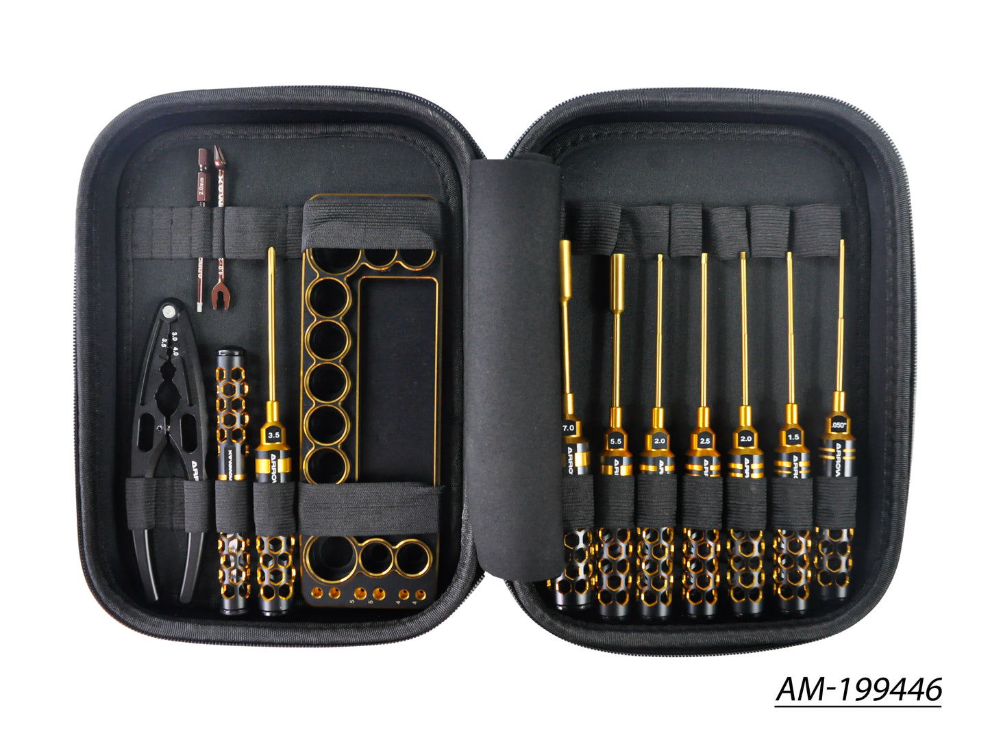 AM Toolset For 1/10 Offroad (13Pcs) With Tools Bag Black Golden(AM-199446)