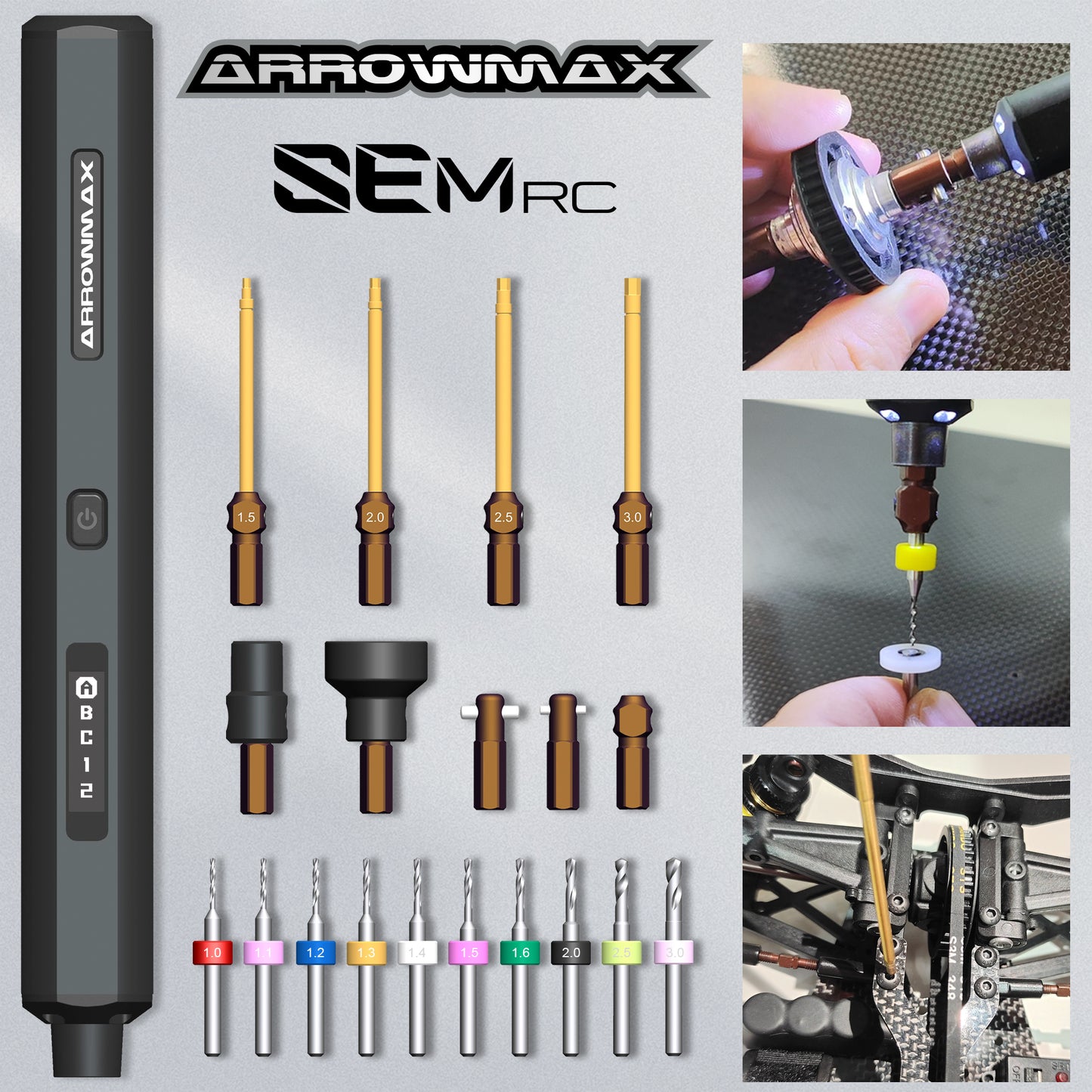 SEM RC Diff Checker & Electric Screwdriver 10 kgf.cm Space Gray/Black (AM-199207)