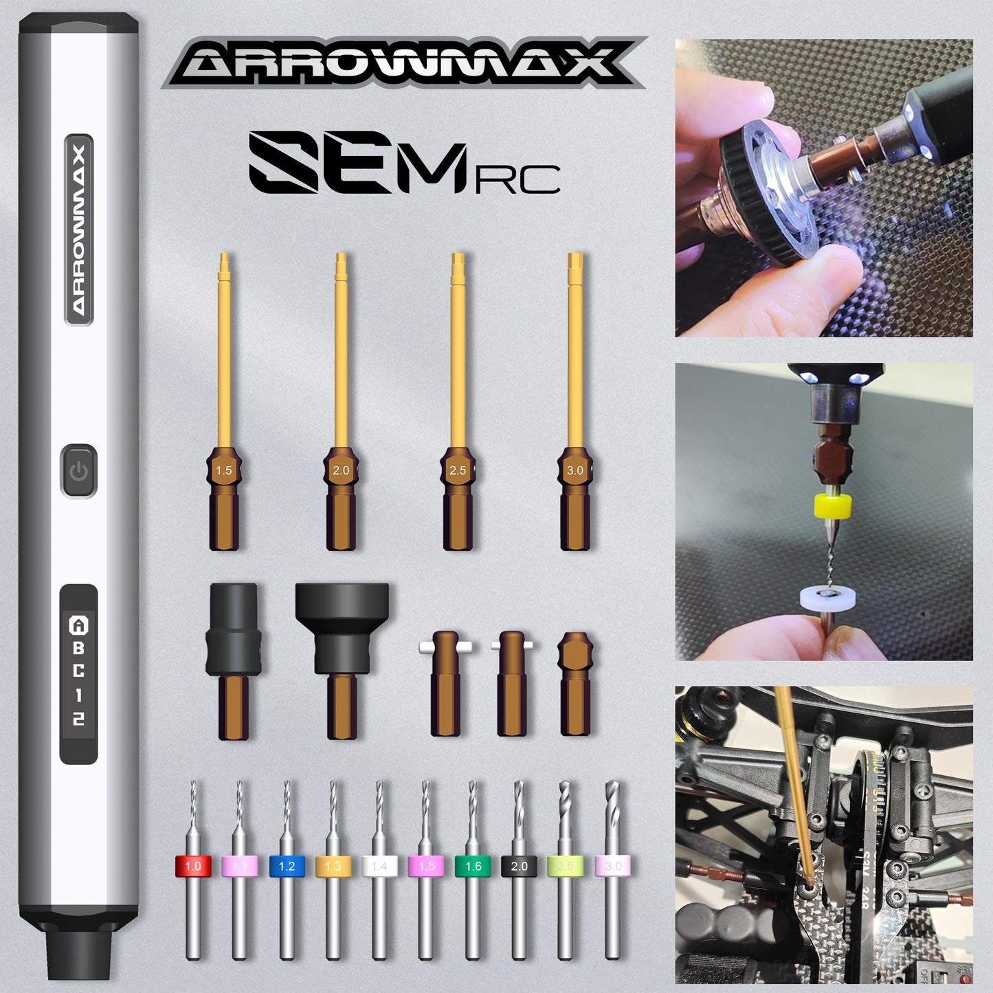 SEM RC Diff Checker & Electric Screwdriver 10 kgf.cm Space Gray/Black (AM-199207)