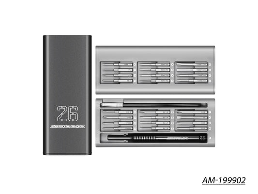 AM Premium Precision Screwdriver Set With Alu Case (26 in 1) Black AM-199902