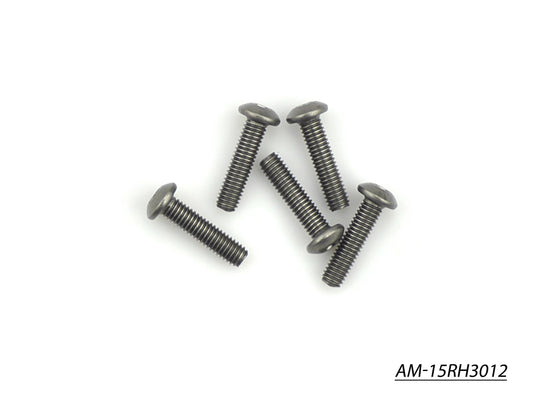 Titanium Screw Allen Round Head M3X12 (5) (AM-15RH3012)