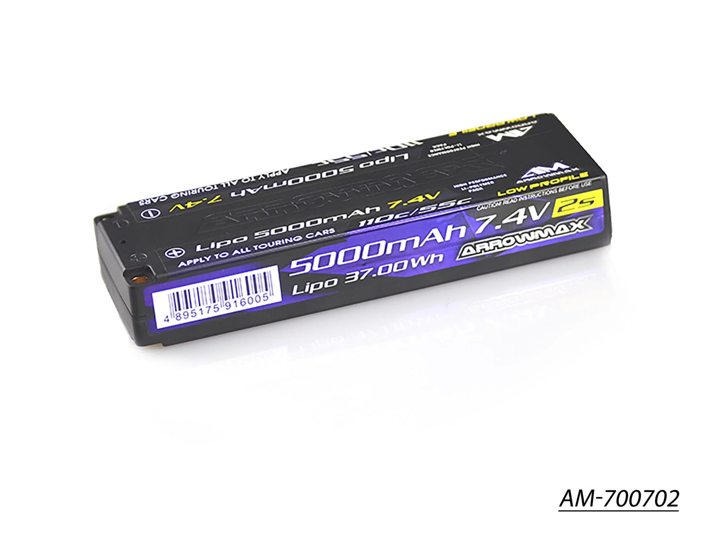 AM Lipo 5000mAh 2S TC Low Profile - 7.4V 55C Continuous 110C Burst (AM-700702)