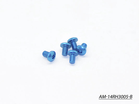 Alu Screw Allen Roundhead M3X5 Blue (7075) (5)  (AM-14RH3005-B)