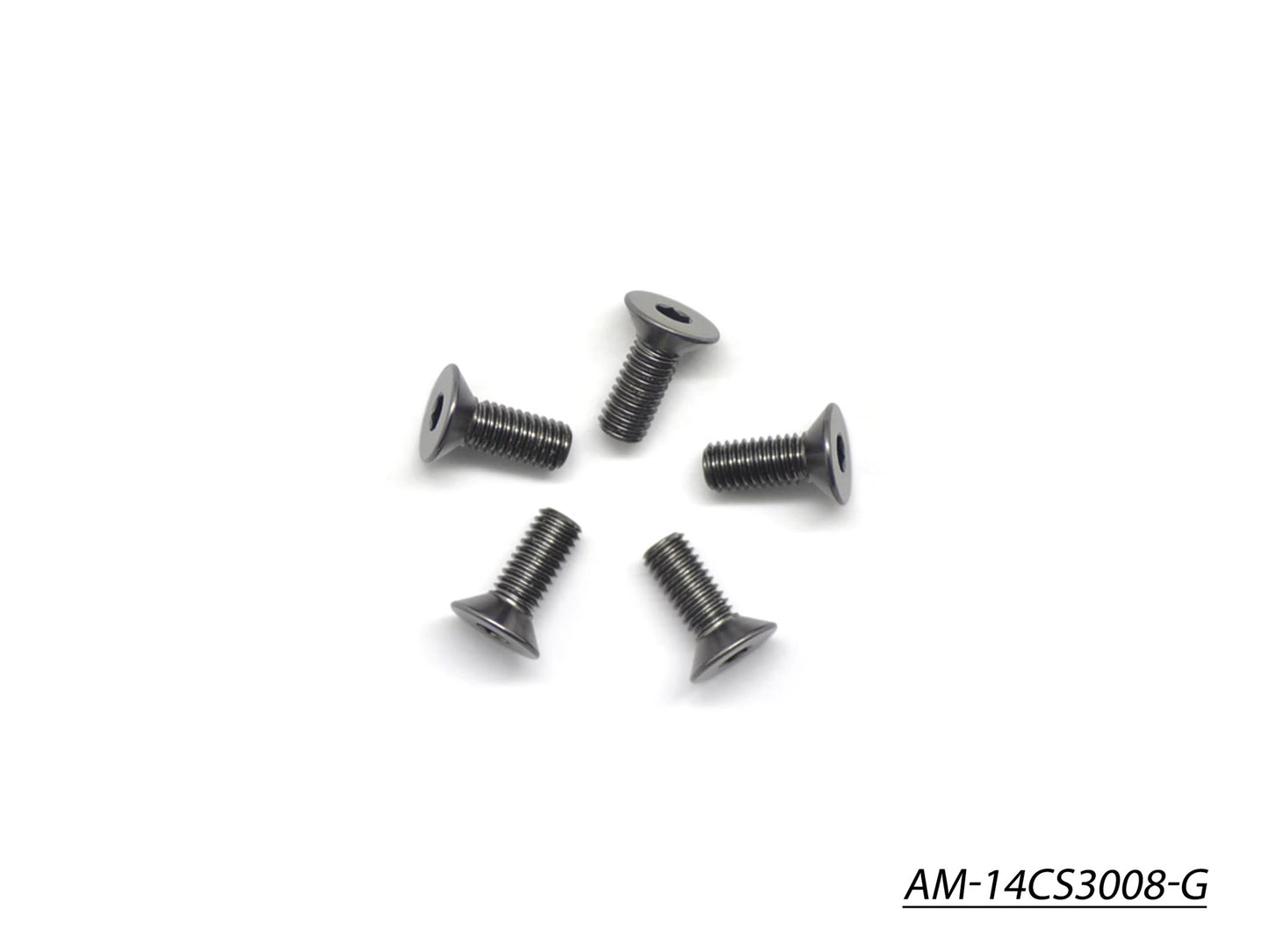 Alu Screw Allen Countersunk M3X8 Gray (7075) (5) (AM-14CS3008-G)