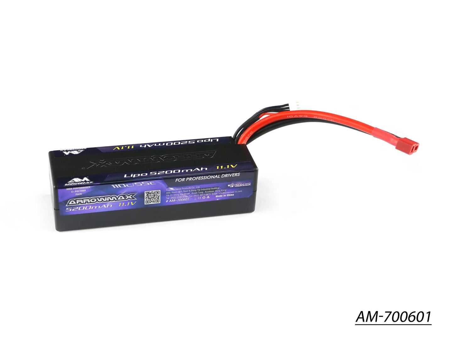 AM Lipo 5200mAh 3S - 11.1V 55C Continuous 110C Burst wire with Deans (AM-700601)
