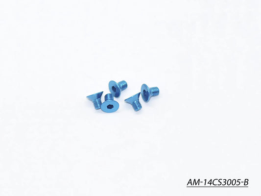 Alu Screw Allen Countersunk M3X5 Blue (7075) (5) (AM-14CS3005-B)