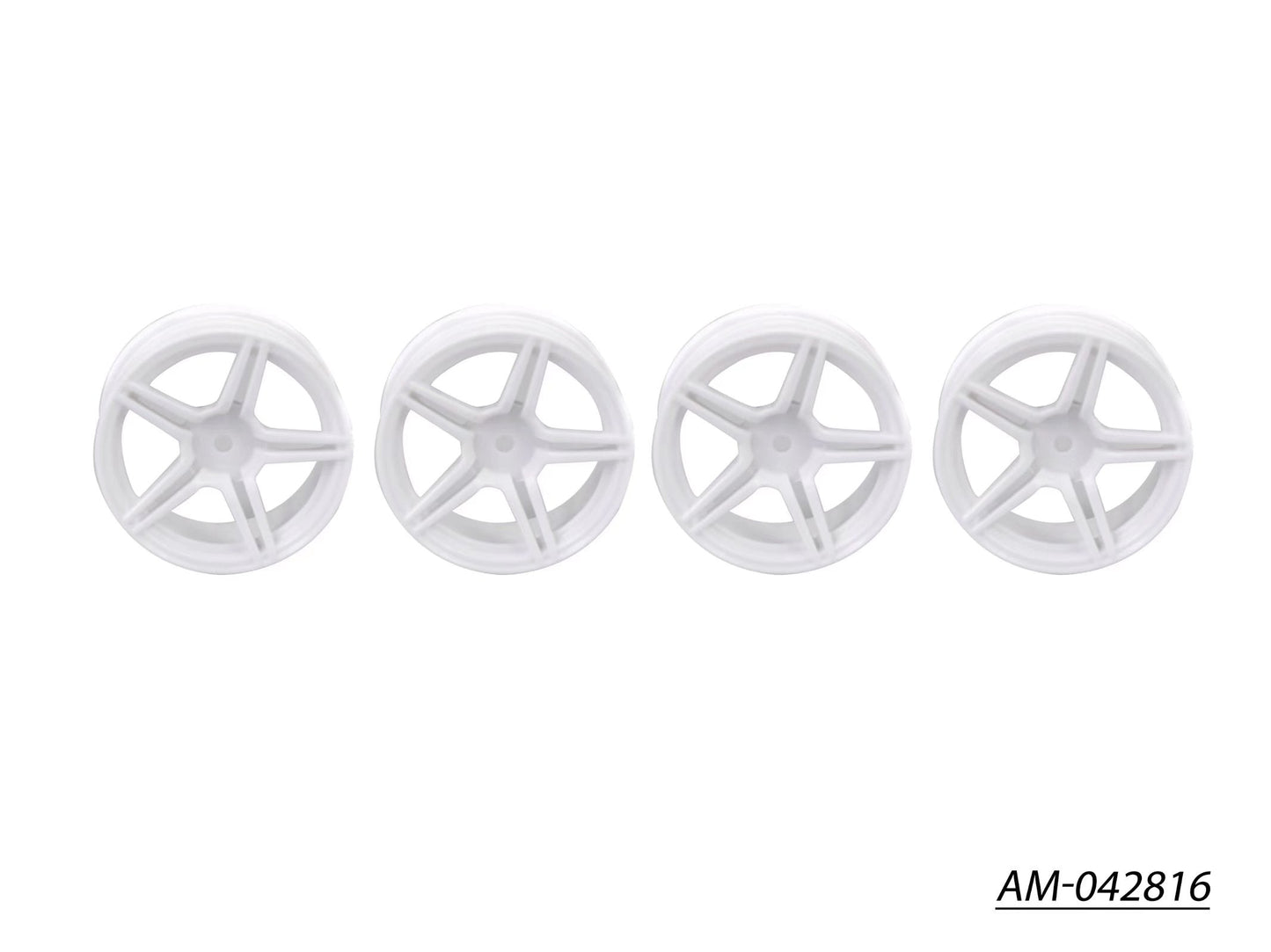 1/10 TC 5 Spoke Split Rims +3MM Offset White (4) (AM-042816)