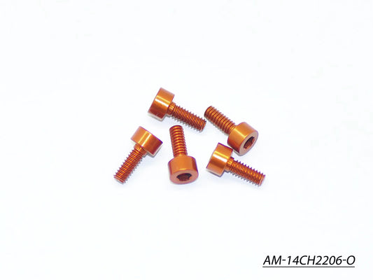 Alu Screw Allen Cilinder Head M2.2X6 Orange (7075) (5)  (AM-14CH2206-O)