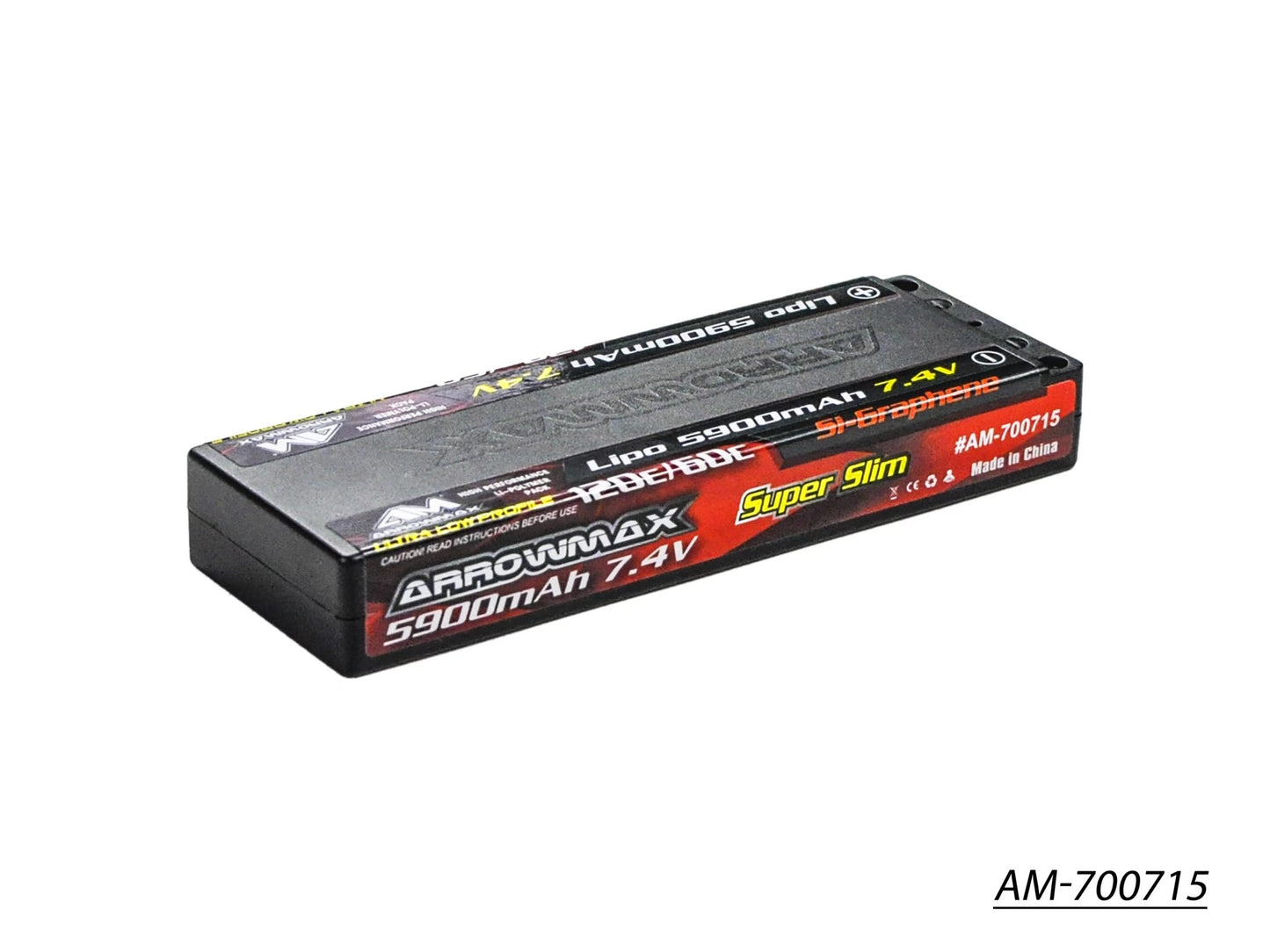 AM Lipo 5900mAh 2S TC Ultra Low Profile - 7.4V 60C Continuous 120C Burst 5mm (Si-Graphene) (AM-700715)