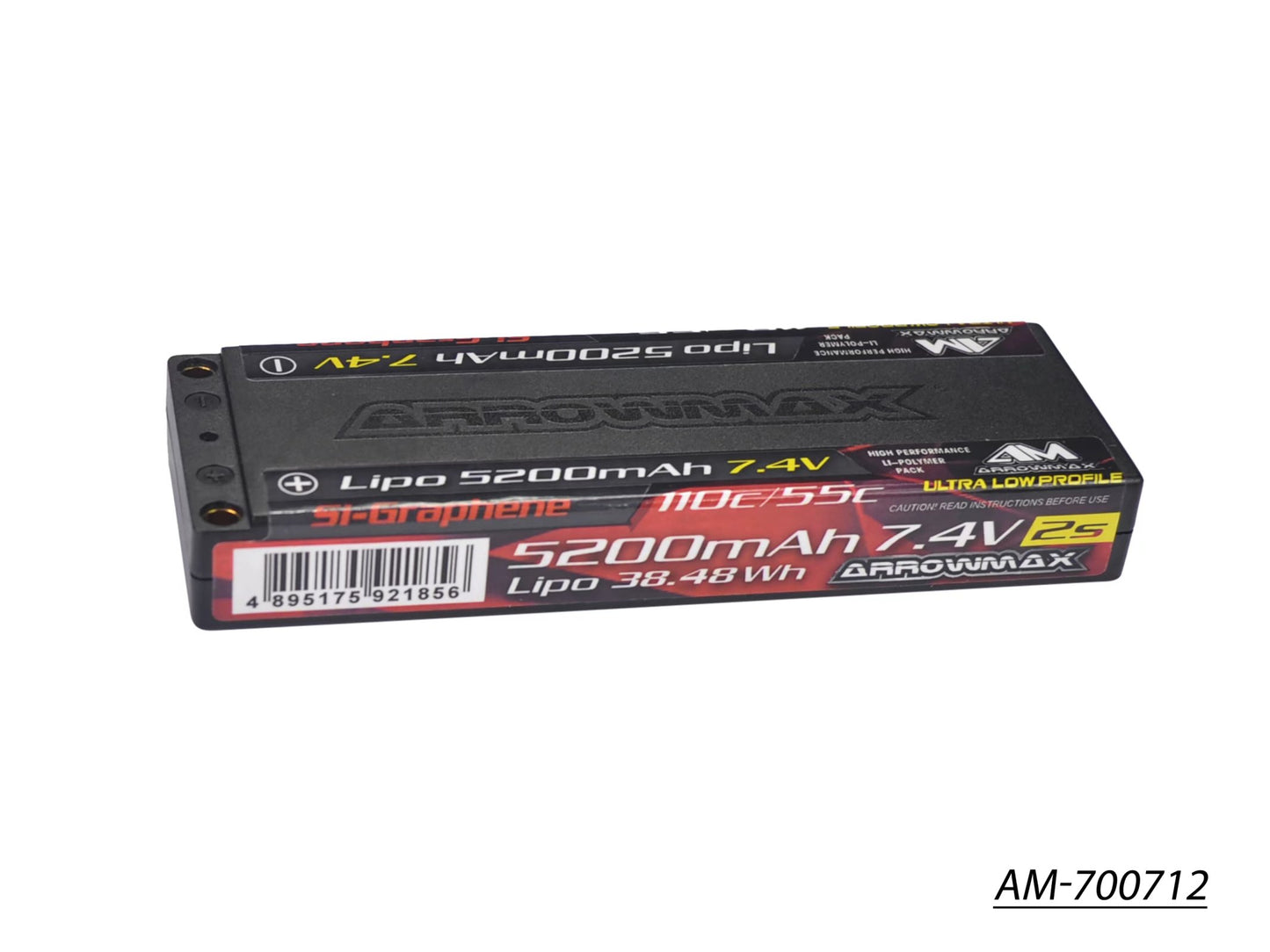 AM Lipo 5200mAh 2S TC Ultra Low Profile - 7.4V 55C Continuous 110C Burst 5mm (Si-Graphene) (AM-700712)