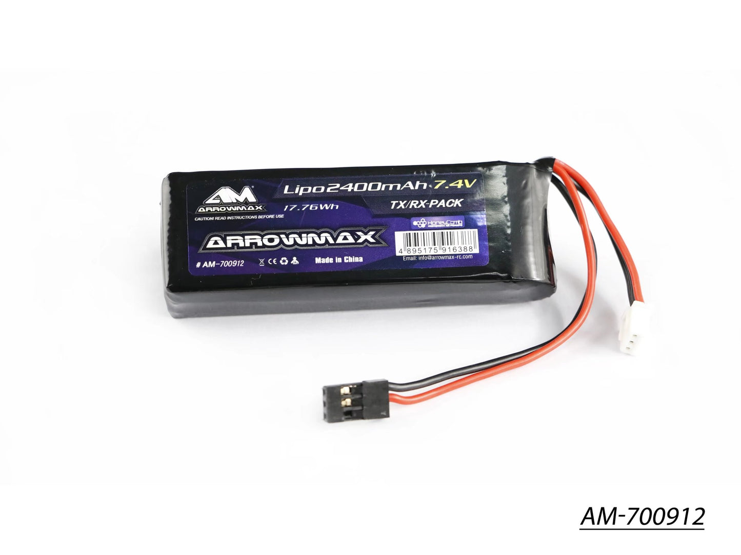 AM Lipo 2400mAh 2S TX/RX 7.4V  Flat Pack (AM-700912)