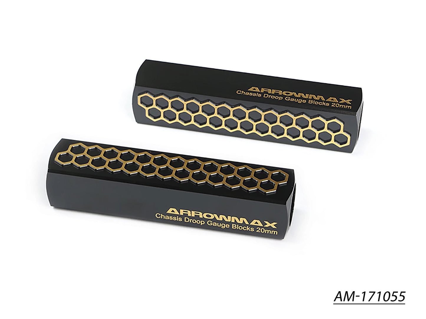 Chassis Droop Gauge Support Blocks 20mm For 1/8 Black Golden (2) (AM-171055)