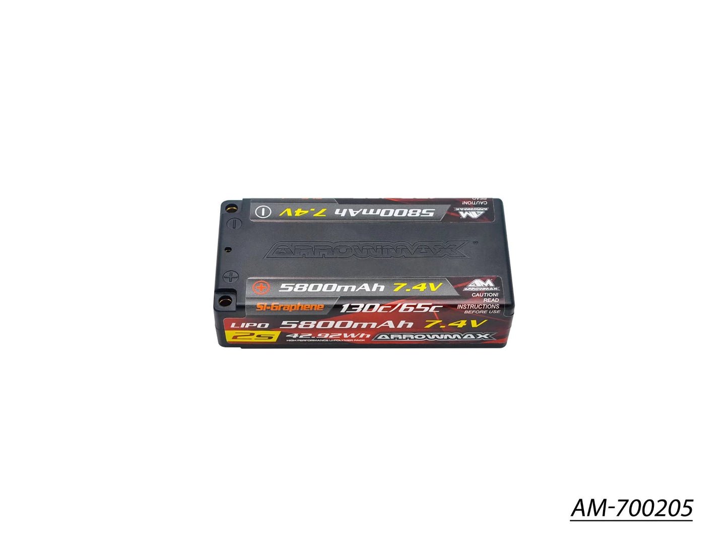 AM Lipo 5800mAh 2S Shorty - 7.4V 65C Continuous 130C Burst (Si-Graphene) AM-700205