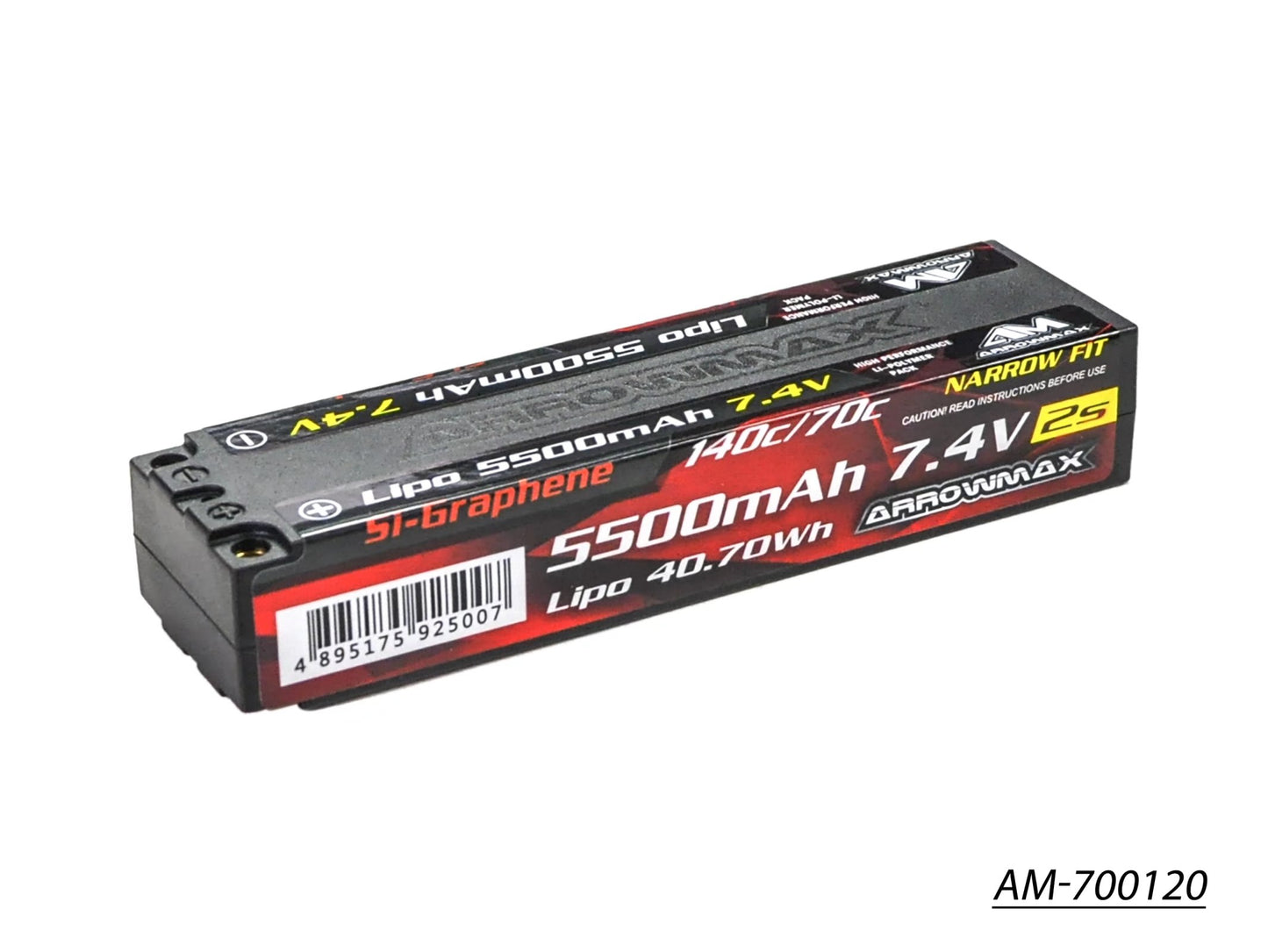 AM Lipo 5500mAh 2S TC Narrow - 7.4V 70C Continuous 140C Burst (Si-Graphene) (AM-700120)