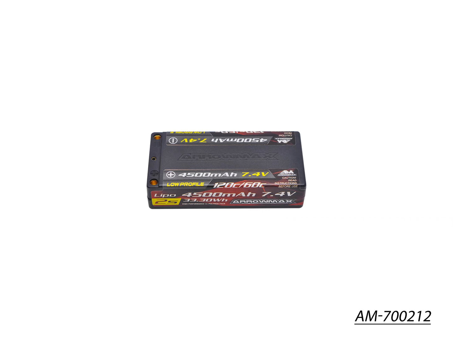 AM Lipo 4500mAh 2S Shorty Low Profile - 7.4V 60C Continuous 120C Burst (AM-700212)