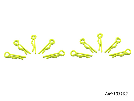 Small Body Clip 1/10 - Fluorescent Yellow  (10) (AM-103102)