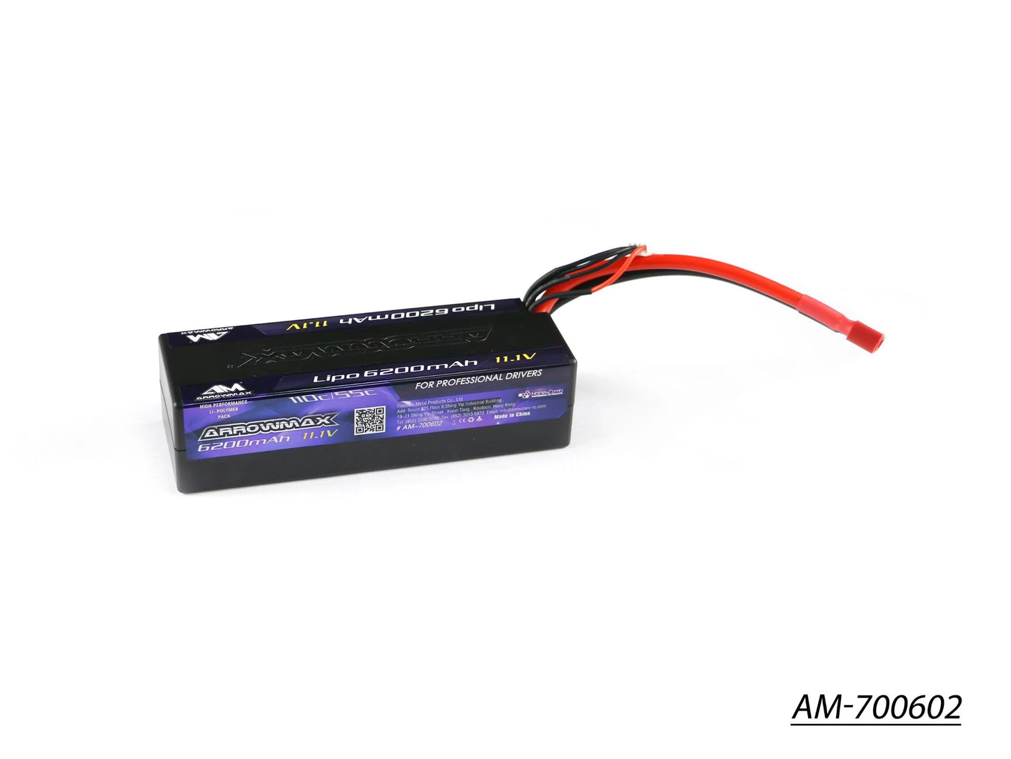 AM Lipo 6200mAh 3S - 11.1V 55C Continuous 110C Burst wire with Deans (AM-700602)