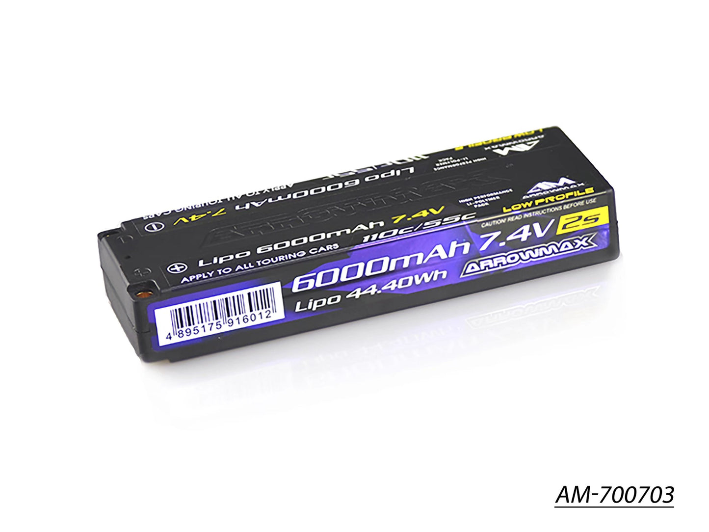 AM Lipo 6000mAh 2S TC Low Profile - 7.4V 55C Continuous 110C Burst (AM-700703)