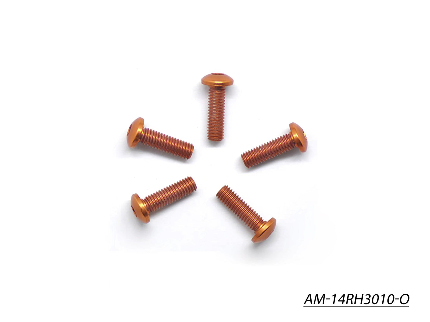 Alu Screw Allen Roundhead M3X10 Orange (7075) (5) (AM-14RH3010-O)