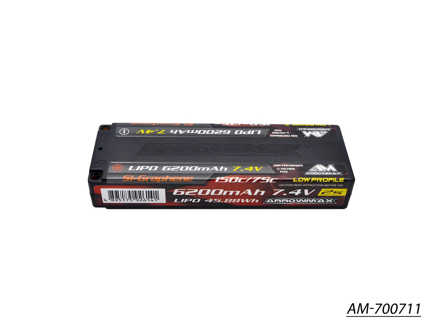 AM Lipo 6200mAh 2S TC Low Profile - 7.4V 75C Continuous 150C Burst (Si-Graphene) (AM-700711)