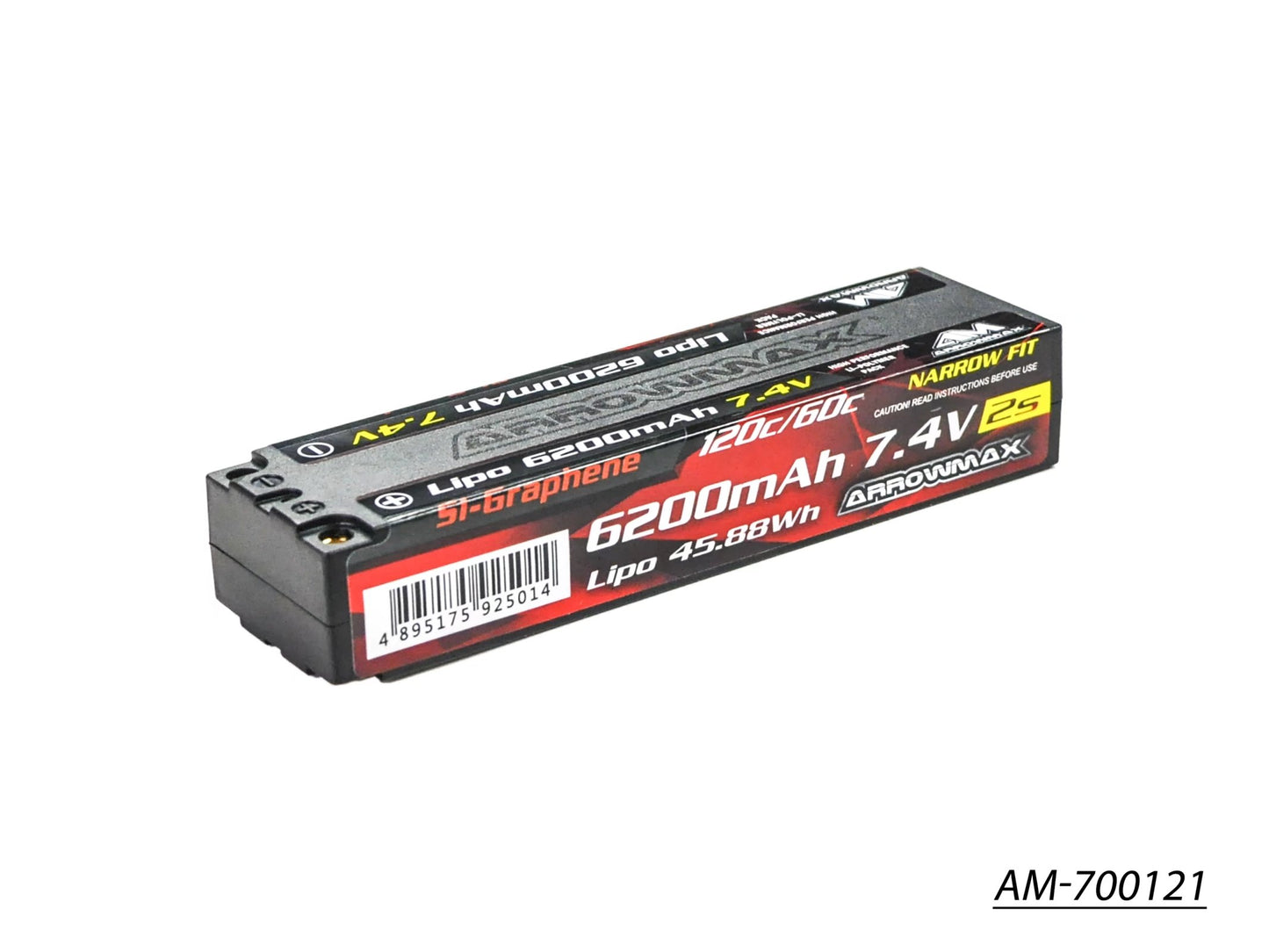 AM Lipo 6200mAh 2S TC Narrow - 7.4V 60C Continuous 120C Burst (Si-Graphene) (AM-700121)