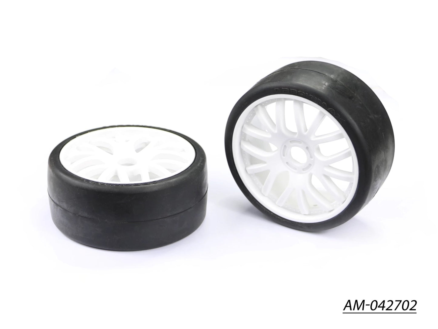 1/8 GT Tire Medium Glued White (2) (AM-042702)