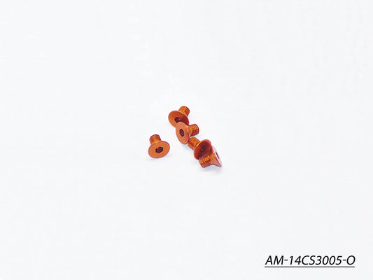 Alu Screw Allen Countersunk M3X5 Orange (7075) (5) (AM-14CS3005-O)