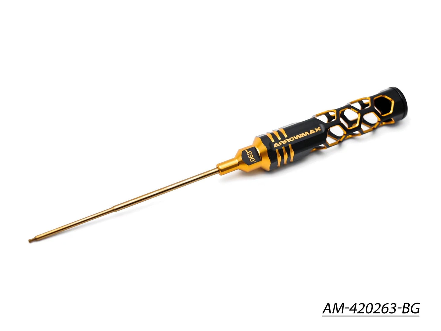 Ball Driver Hex Wrench .063 (1/16) X 120mm Black Golden AM-420263-BG
