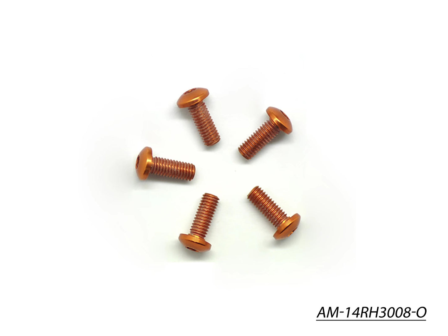 Alu Screw Allen Roundhead M3X8 Orange (7075) (5) (AM-14RH3008-O)