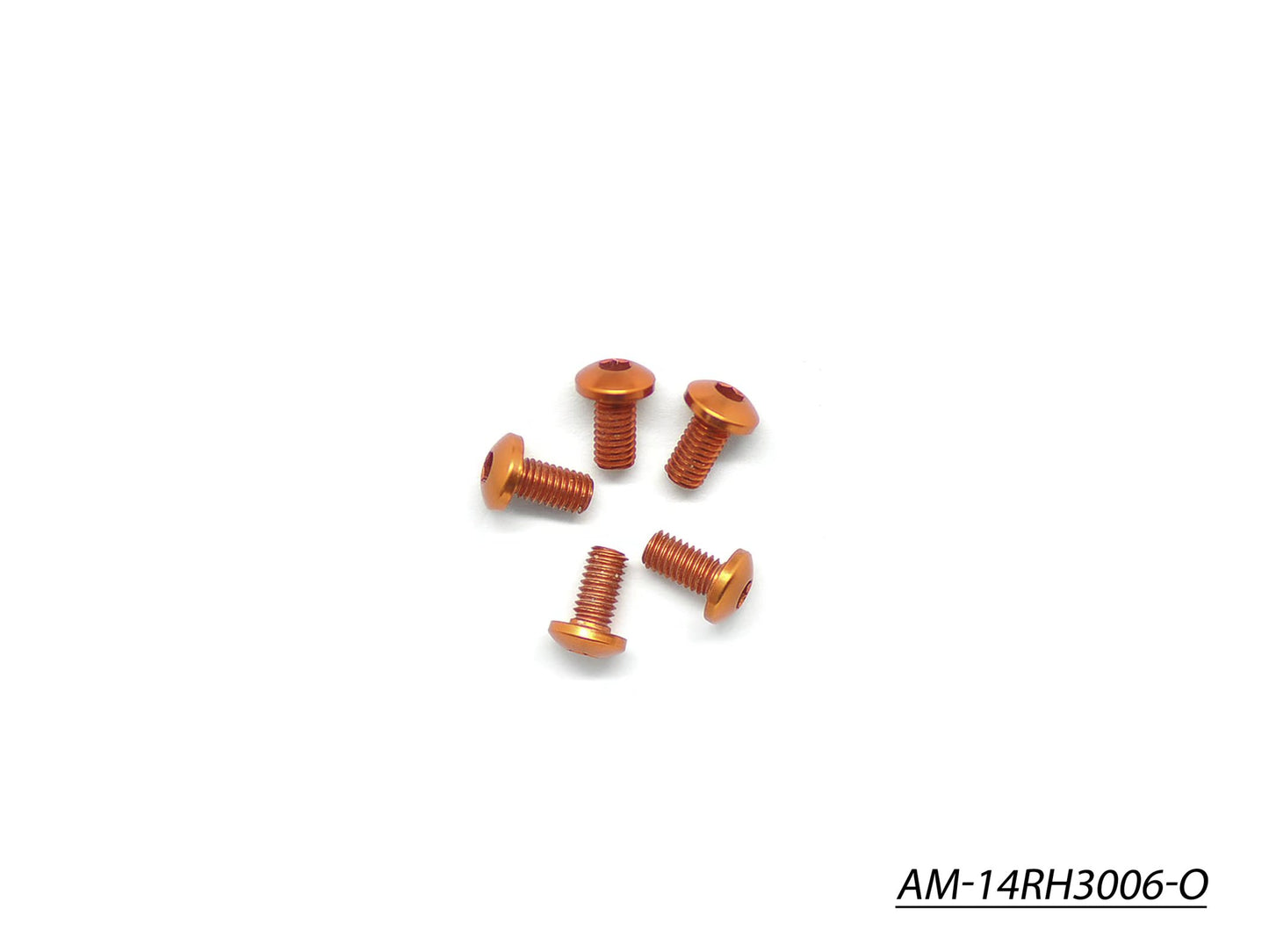 Alu Screw Allen Roundhead M3X6 Orange (7075) (5) (AM-14RH3006-O)