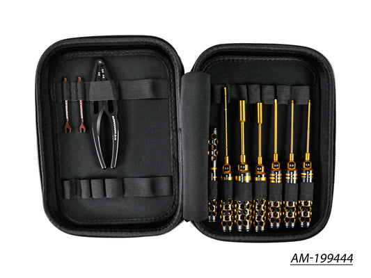 AM Toolset For 1/10 Electric Touring Cars (10pcs) With Tools Bag Black Golden (AM-199444)