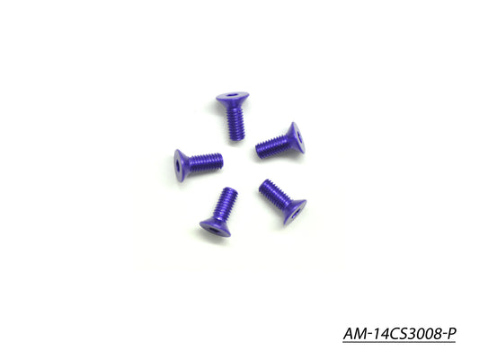 Alu Screw Allen Countersunk M3X8 Purple (7075) (5)(AM-14CS3008-P)