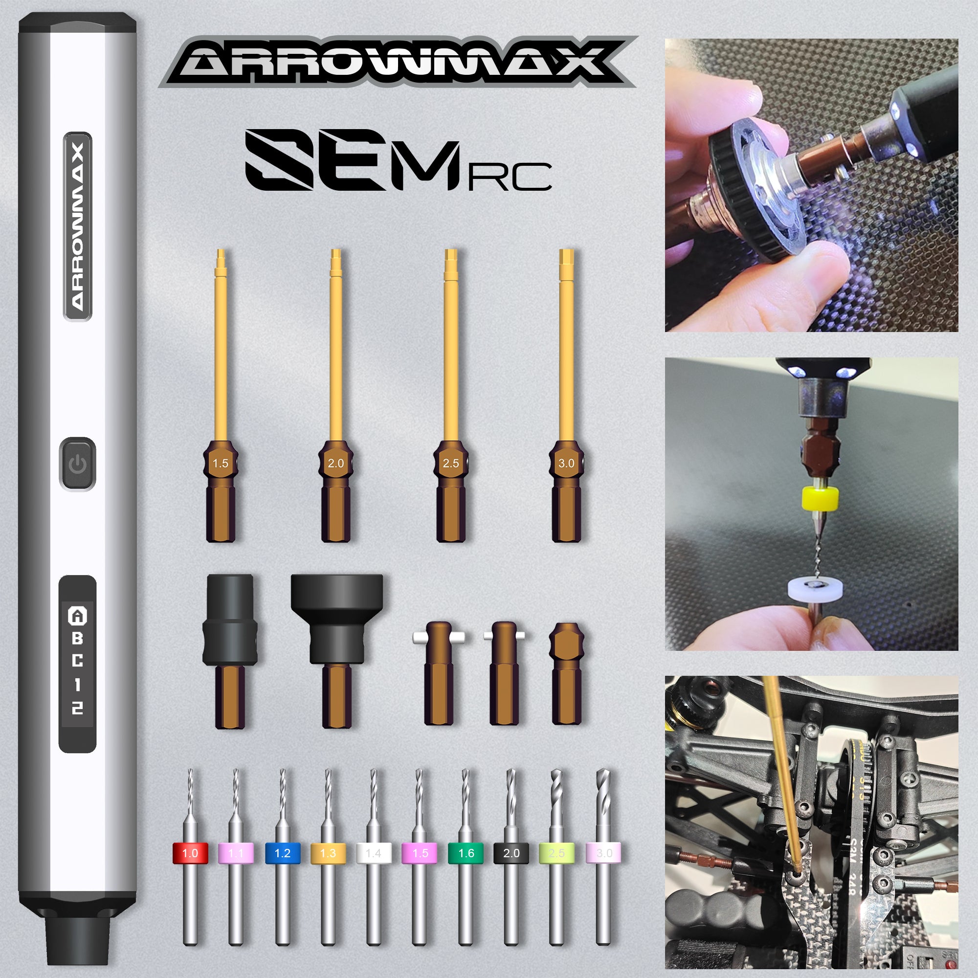 AM ARROWMAX Destornillador eléctrico, destornillador de precisión 102 en 1  con 96 puntas magnéticas, 4 modos de torsión, punto rojo, diseño ganador