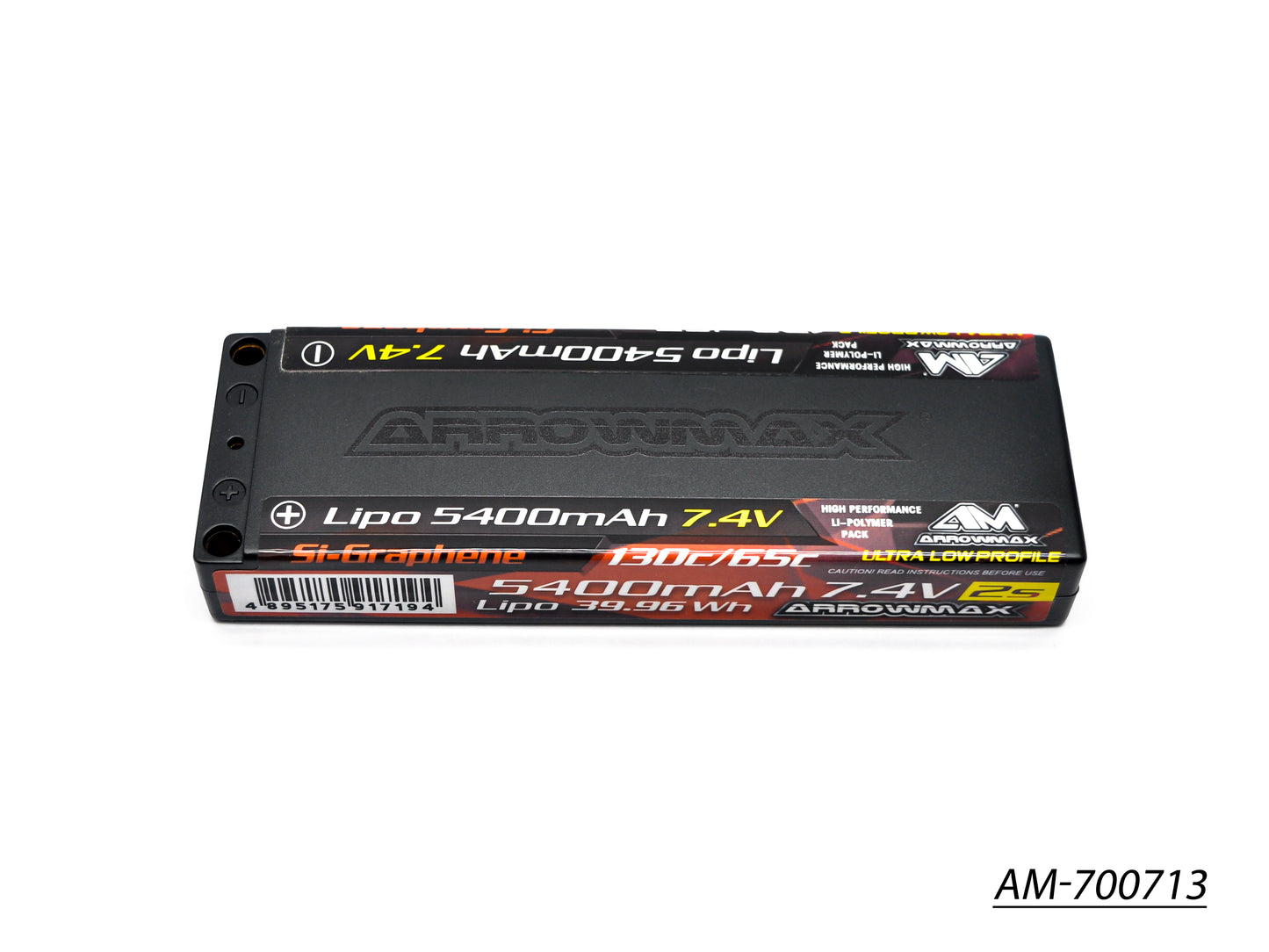 AM Lipo 5400mAh 2S TC Ultra Low Profile - 7.4V 65C Continuous 130C Burst 5mm (Si-Graphene) (AM-700713)