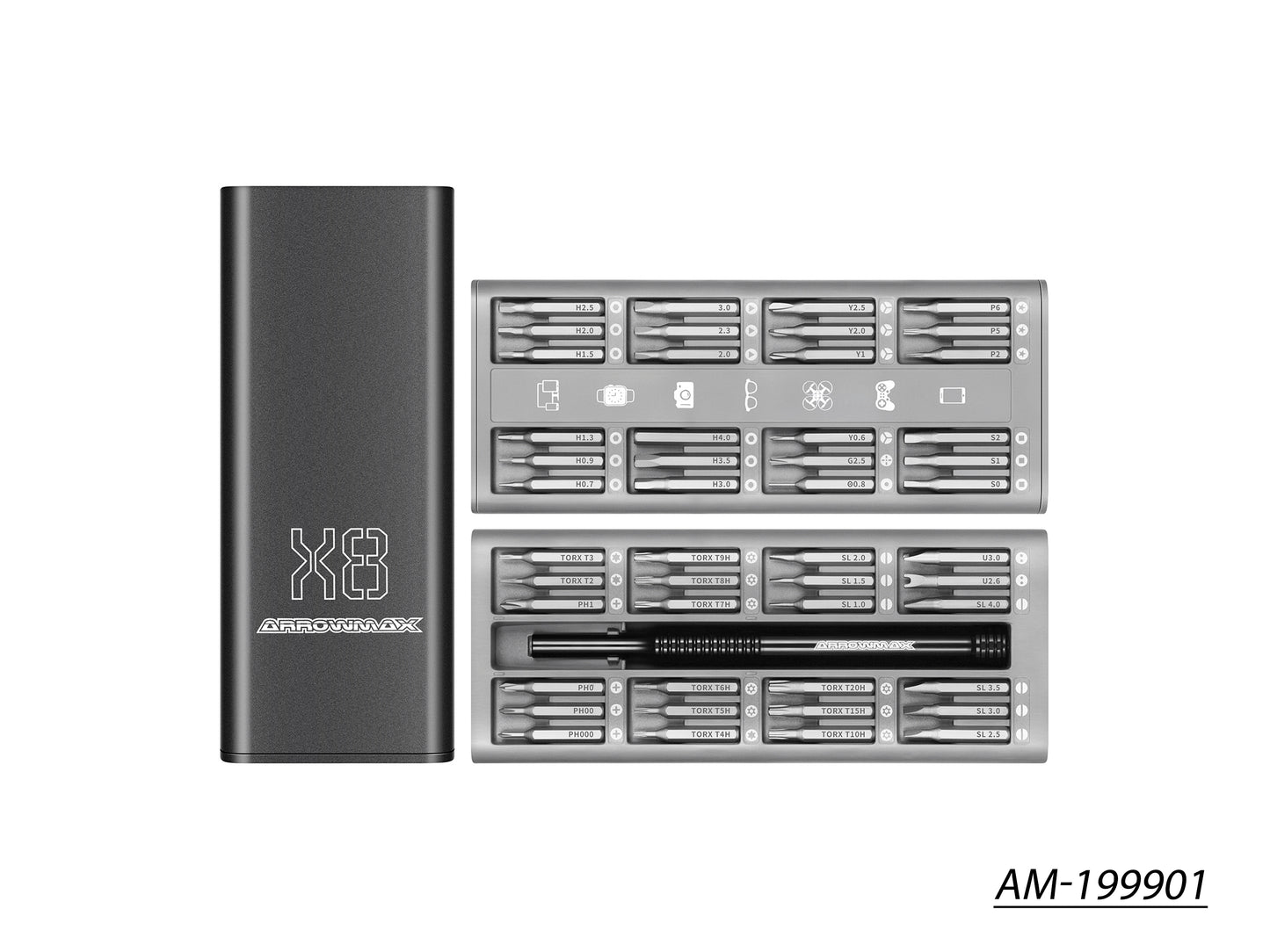AM Premium Precision Screwdriver Set With Alu Case (48 in 1) Black AM-199901