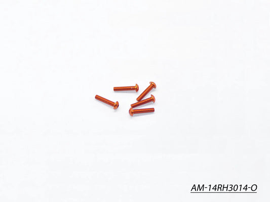 Alu Screw Allen Roundhead M3X14 Orange (7075) (5) (AM-14RH3014-O)
