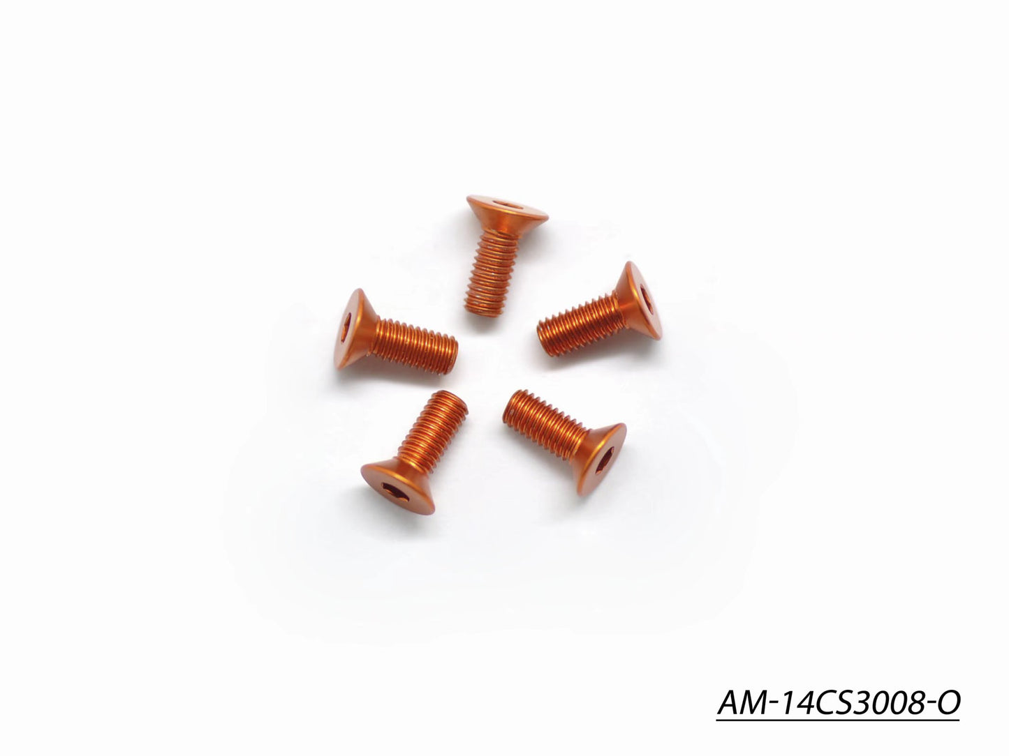 Alu Screw Allen Countersunk M3X8 Orange (7075) (5) (AM-14CS3008-O)