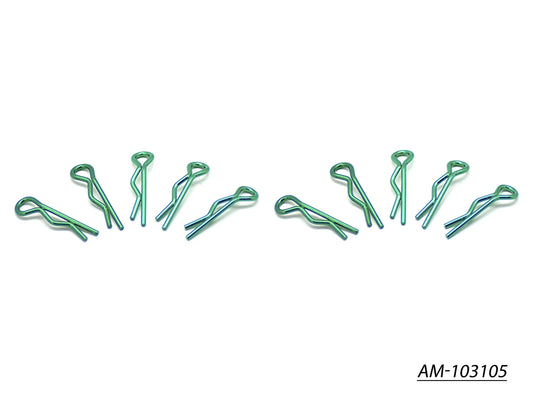 Small Body Clip 1/10 - Metallic Green  (10) (AM-103105)