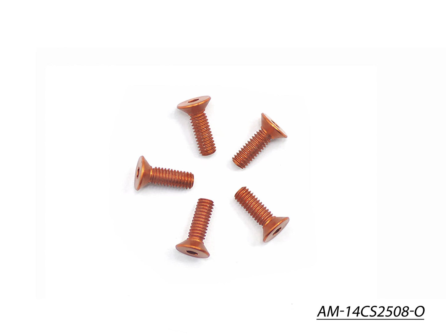 Alu Screw Allen Countersunk M2.5X8 Orange (7075) (5) (AM-14CS2508-O)