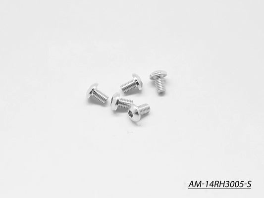 Alu Screw Allen Roundhead M3X5 Silver (7075) (5)  (AM-14RH3005-S)