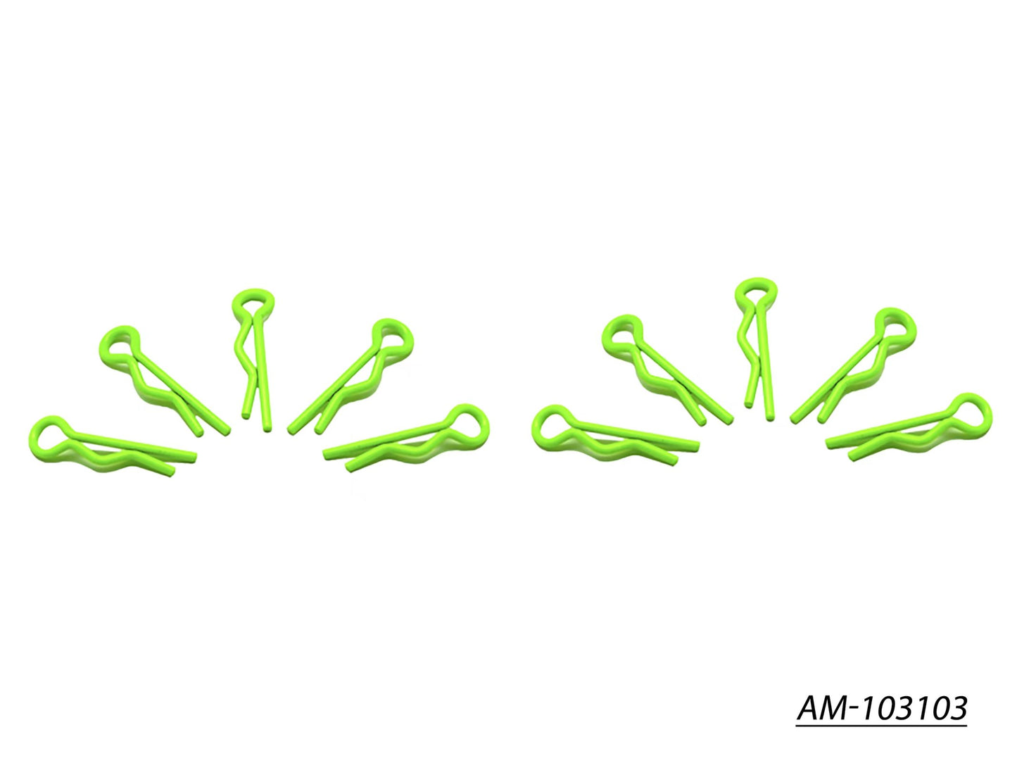 Small Body Clip 1/10 - Fluorescent Green  (10) (AM-103103)