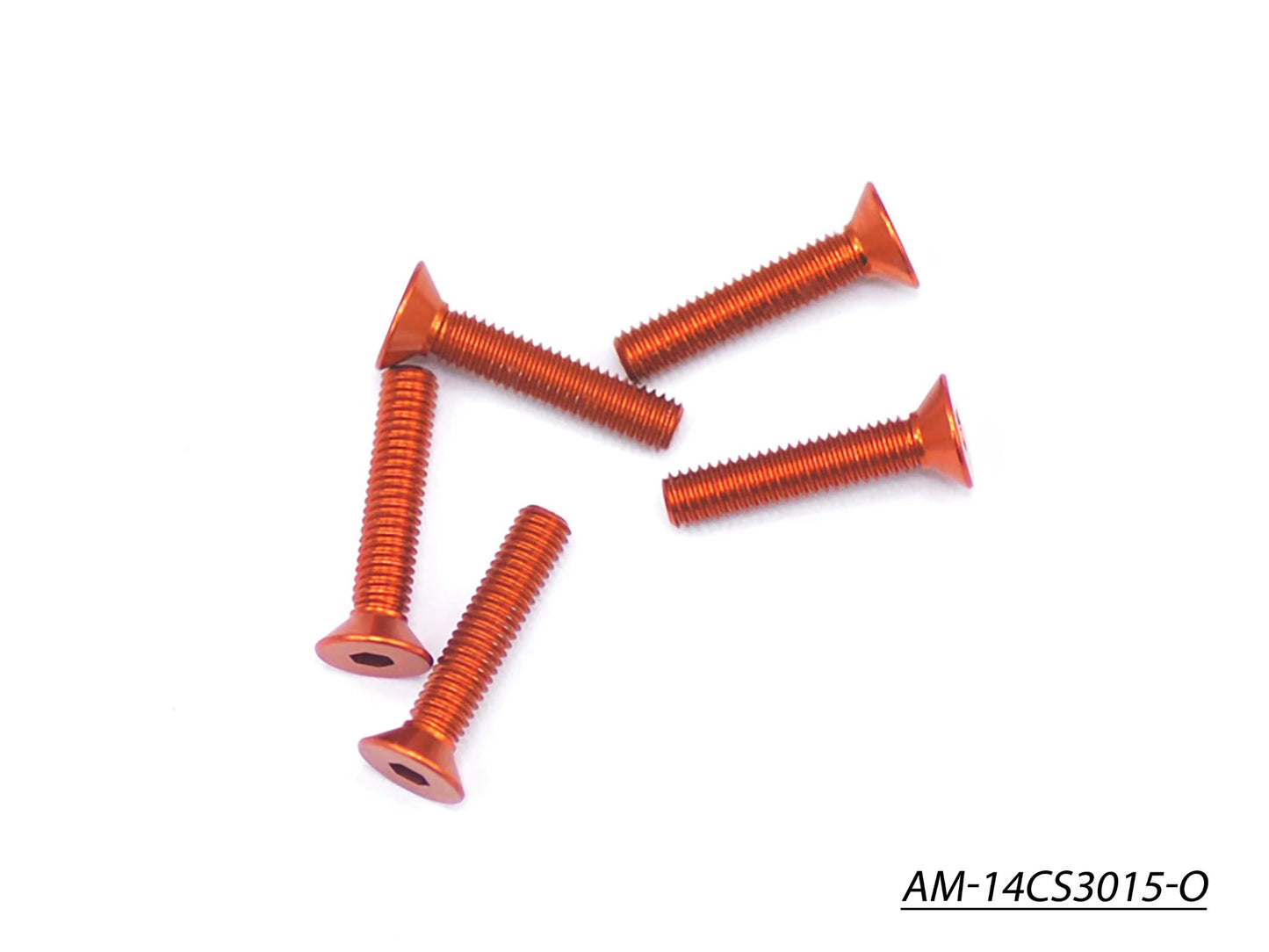 Alu Screw Allen Countersunk M3X15 Orange (7075) (5) (AM-14CS3015-O)