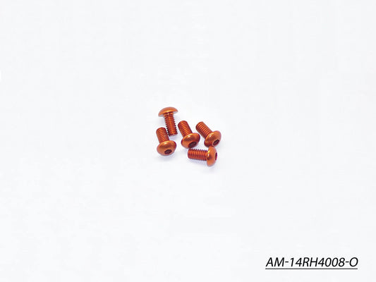 Alu Screw Allen Roundhead M4X8 Orange (7075) (5) (AM-14RH4008-O)
