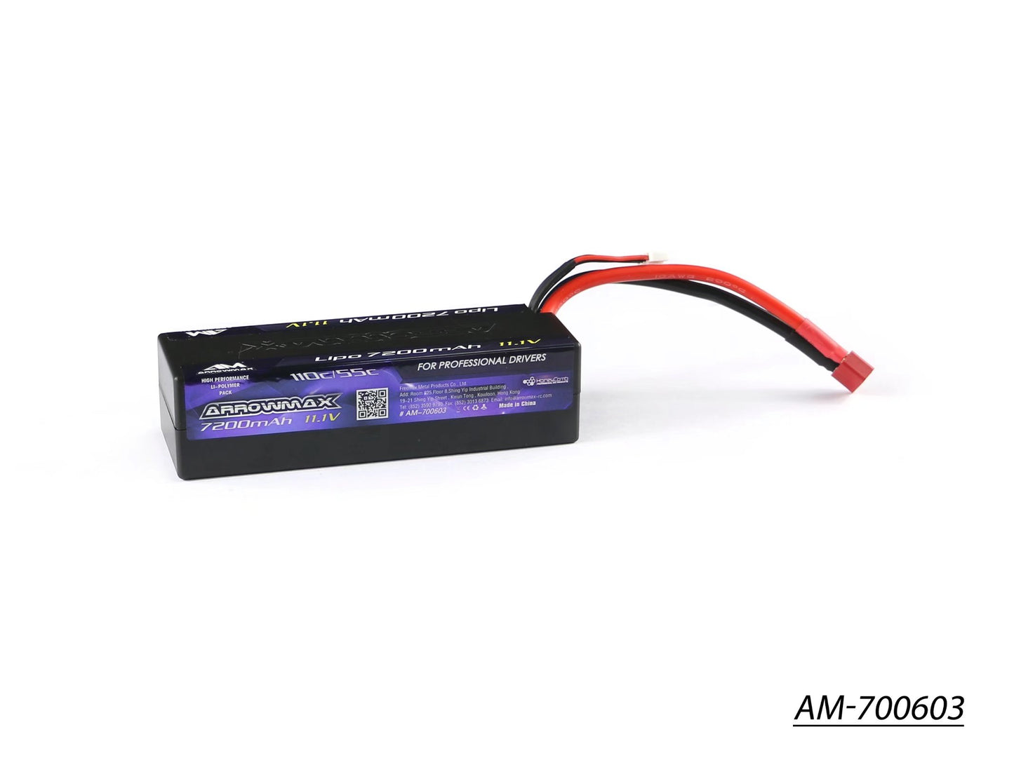AM Lipo 7200mAh 3S - 11.1V 55C Continuous 110C Burst wire with Deans (AM-700603)
