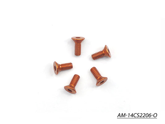 Alu Screw Allen Countersunk M2.2X6 Orange (7075) (5) (AM-14CS2206-O)