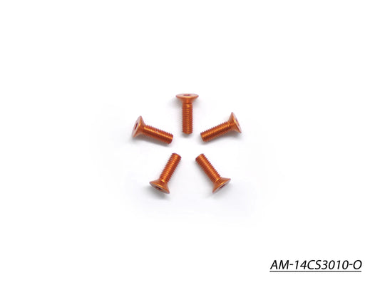 Alu Screw Allen Countersunk M3X10 Orange (7075) (5) (AM-14CS3010-O)