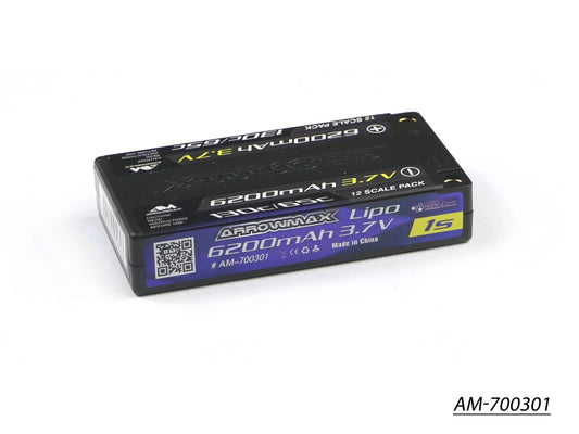 AM Lipo 6200mAh 1/12 Scale - 3.7V 65C Continuous 130C Burst (High C Rate) 5mm (AM-700301)