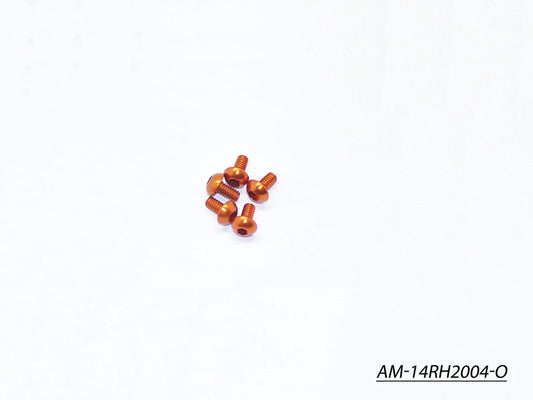 Alu Screw Allen Roundhead M2X4 Orange (7075) (5)  (AM-14RH2004-O)