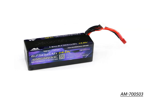AM Lipo 6750mAh 4S - 14.8V 55C Continuous 110C Burst wire with Deans (AM-700503)