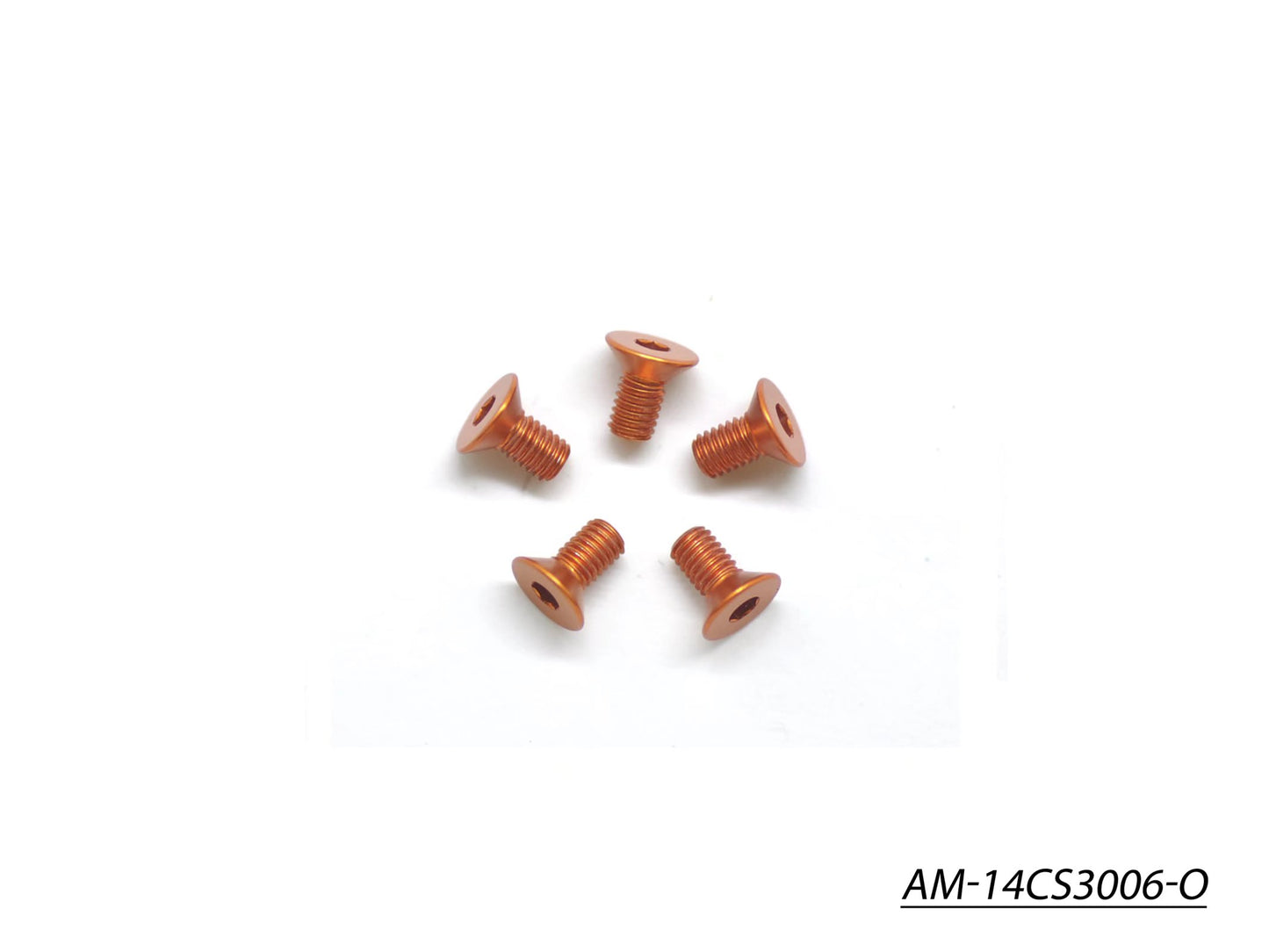 Alu Screw Allen Countersunk M3X6 Orange (7075) (5) (AM-14CS3006-O)